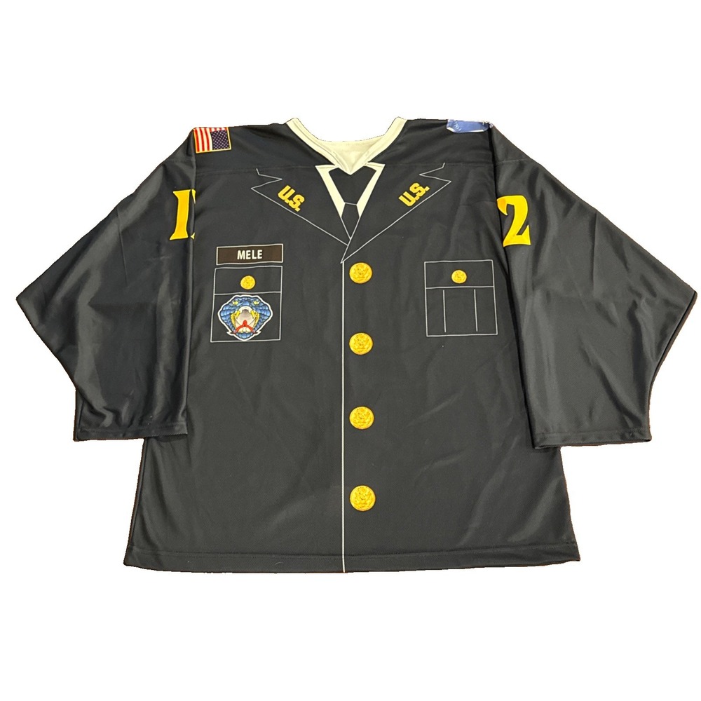 2013-14 Steve Mele Columbus Cottonmouths Game Worn Used US Military Jersey ECHL